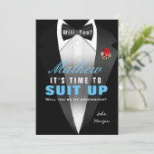 Tuxedo Be My Trauzeuge Einladung (Stehend Vorderseite)