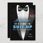 Tuxedo Be My Trauzeuge Einladung (Vorne/Hinten)