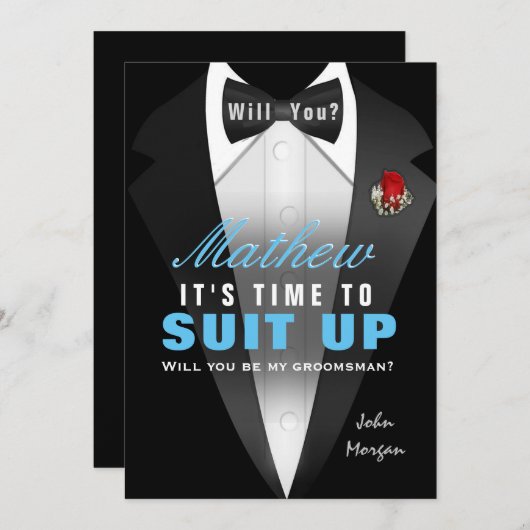Tuxedo Be My Trauzeuge Einladung (Vorne/Hinten)