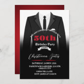 Tuxedo Birthday Einladung (Vorne/Hinten)