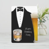 Tuxedo Birthday Party Beer Scotch Einladung (Stehend Vorderseite)