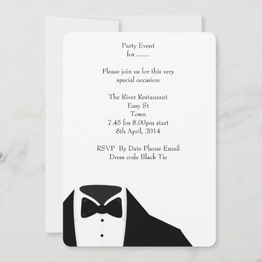Tuxedo Birthday Party Beer Scotch Einladung (Rückseite)