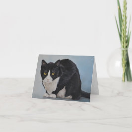 Tuxedo Black and White Cat Art Note Card Karte