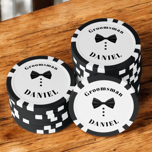 Tuxedo Black Bow Krawatte Trauzeuge Wedding Pokerchips