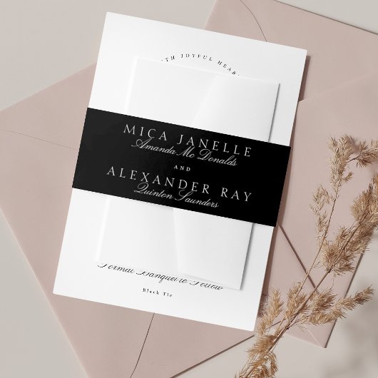 Tuxedo Black Classic Calligraphy Formal Wedding Einladungsbanderole