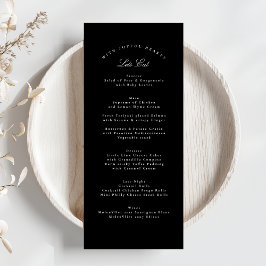 Tuxedo Black Classic Calligraphy Formal Wedding Menükarte