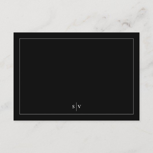 Tuxedo Black Gerahmt Elegant Monogram Wedding Begleitkarte (Rückseite)