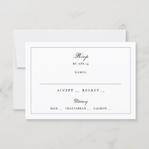 Tuxedo Black Gerahmt Elegant Monogram Wedding RSVP Karte