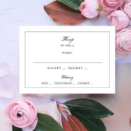 Tuxedo Black Gerahmt Elegant Monogram Wedding RSVP Karte