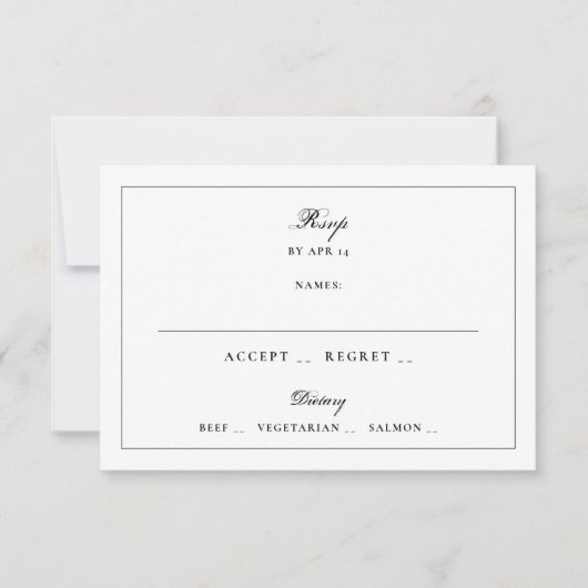 Tuxedo Black Gerahmt Elegant Monogram Wedding RSVP Karte (Vorderseite)