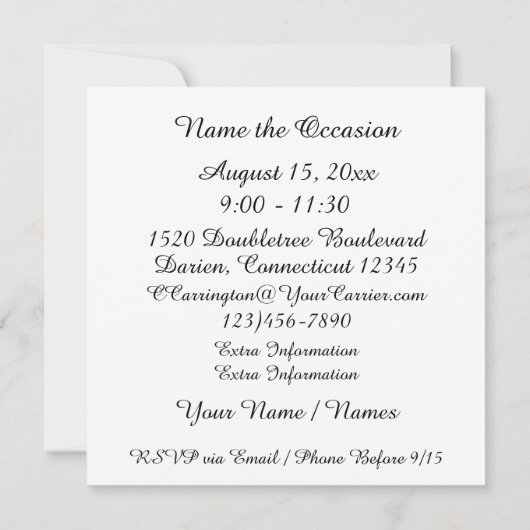 Tuxedo Black Krawatte Event INVITATION Einladung (Rückseite)