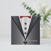 Tuxedo Black Krawatte Formal Event Black Krawatte  Einladung (Stehend Vorderseite)