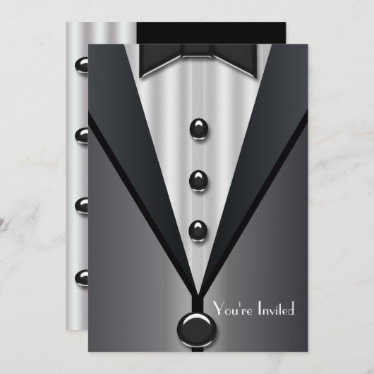 Tuxedo Black Krawatte Formal Event Einladung (Vorne/Hinten)