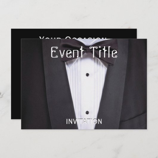 Tuxedo Black Krawatte Party Einladung (Vorne/Hinten)