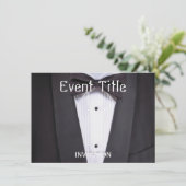 Tuxedo Black Krawatte Party Einladung (Stehend Vorderseite)