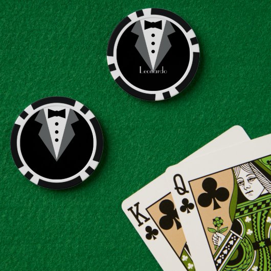 Tuxedo Black Krawatte Personalisiert Pokerchips (Pokertisch (doppelt))