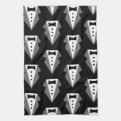 Tuxedo Black Krawatte Vatertag Geschirrtuch (Vertikal)