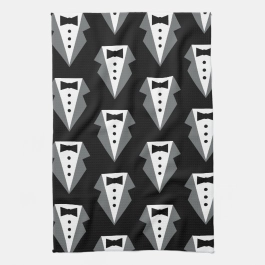 Tuxedo Black Krawatte Vatertag Geschirrtuch (Vertikal)