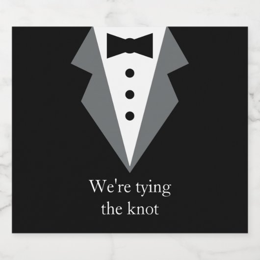 Tuxedo Black Krawatte Wedding Schaumweinetikett (Einzelnes Label)