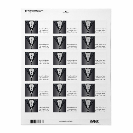 Tuxedo Black & White Address Labels Adressaufkleber (Vorne)