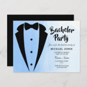 Tuxedo Blue Bow Krawatte Bachelor Party Einladung (Vorne/Hinten)