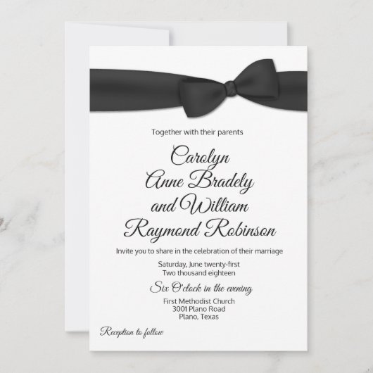 Tuxedo Bow Krawatte Hochzeit Einladung (Vorderseite)