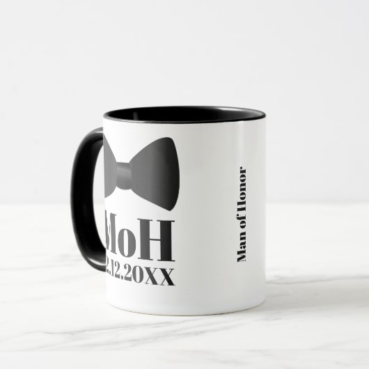 Tuxedo Bow Krawatte Mann oder Trauzeugin Tasse (Vorderseite Links)