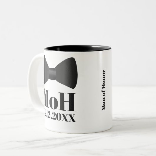 Tuxedo Bow Krawatte Mann oder Trauzeugin Tasse (Vorderseite Links)