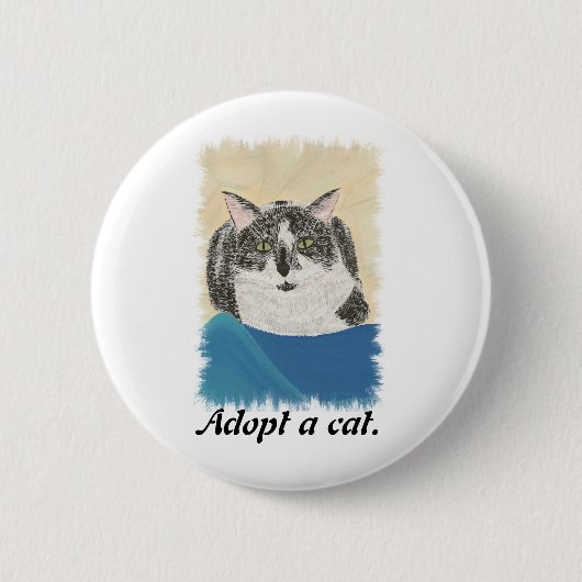 Tuxedo Cat Adoptiere eine Cat Werbeaktion Buttone Button (Vorderseite)