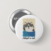 Tuxedo Cat Adoptiere eine Cat Werbeaktion Buttone Button (Vorne & Hinten)