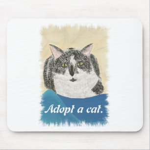Tuxedo Cat Adoptiere eine Katzenmaus-Werbeaktion Mousepad