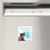 Tuxedo Cat Age Vier Happy Birthday Magnete Magnet (In Situ (Geschirrspüler))