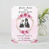 Tuxedo Cat and Kitten Wedding Einladung (Stehend Vorderseite)