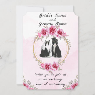 Tuxedo Cat and Kitten Wedding Einladung