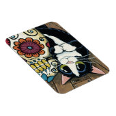 Tuxedo Cat and Sugar Skull Illustration Magnet (Rechte Seite)