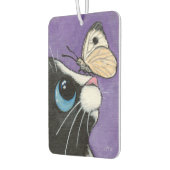 Tuxedo Cat and White Butterfly Illustration Autolufterfrischer (Links)