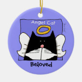 Tuxedo Cat Angel Personalize Keramikornament (Vorne)
