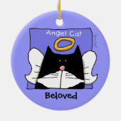 Tuxedo Cat Angel Personalize Keramikornament (Hinten)