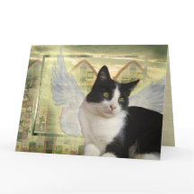 Tuxedo Cat Angel Pet Sympathie Karte Größe