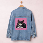 TUXEDO CAT ART DENIM JACKET JEANSJACKE (Hangar)