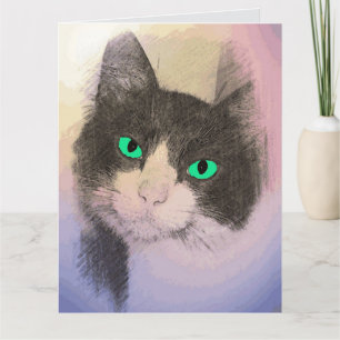 TUXEDO CAT ART GEBURTSTAG GREETING CARD KARTE