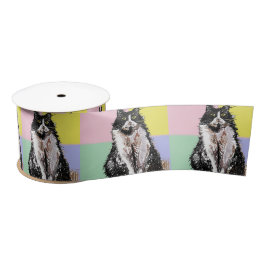 Tuxedo Cat Art Niedlich Pasta Satin Ribbon Satinband