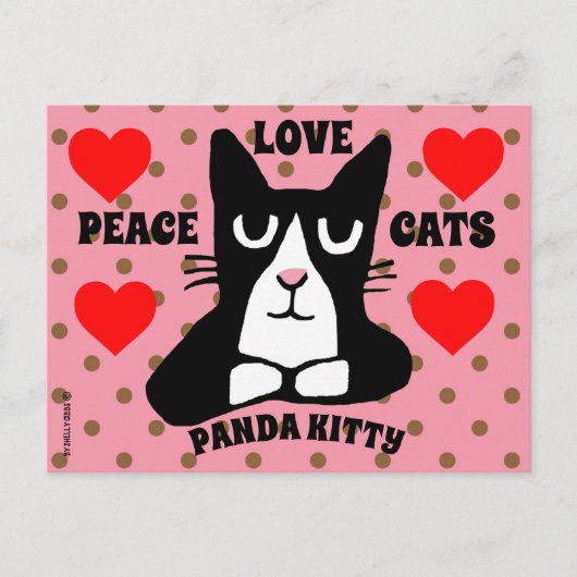 TUXEDO CAT ART POSTCARDS, PANDA KITTY CAT POSTCARD POSTKARTE (Vorderseite)
