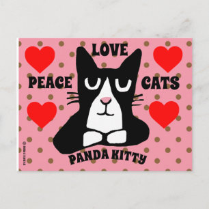 TUXEDO CAT ART POSTCARDS, PANDA KITTY CAT POSTCARD POSTKARTE