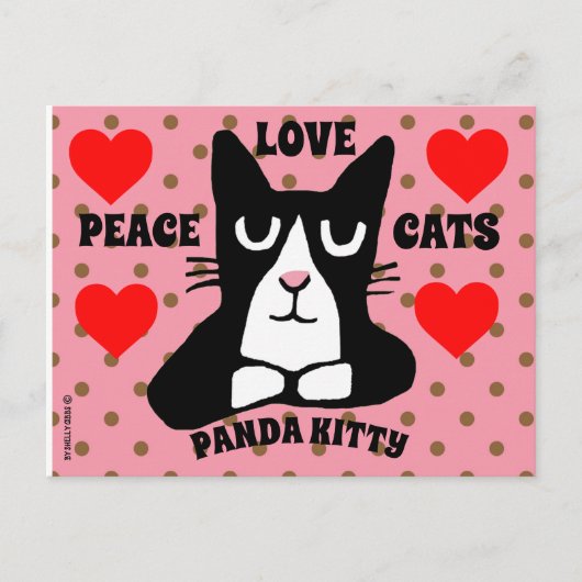 TUXEDO CAT ART POSTCARDS, PANDA KITTY CAT POSTCARD POSTKARTE (Vorderseite)