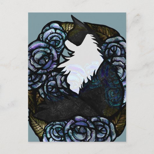 Tuxedo Cat Art Postkarte (Vorderseite)