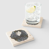 Tuxedo Cat Artwork Steinuntersetzer (Seitenansicht)