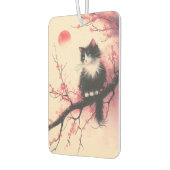 Tuxedo Cat auf Cherry Blossom Japanisch Ästhetik Autolufterfrischer (Links)