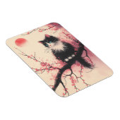 Tuxedo Cat auf Cherry Blossom Japanisch Ästhetik Magnet (Rechte Seite)