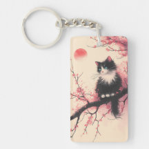 Tuxedo Cat auf Cherry Blossom Japanisch Ästhetik